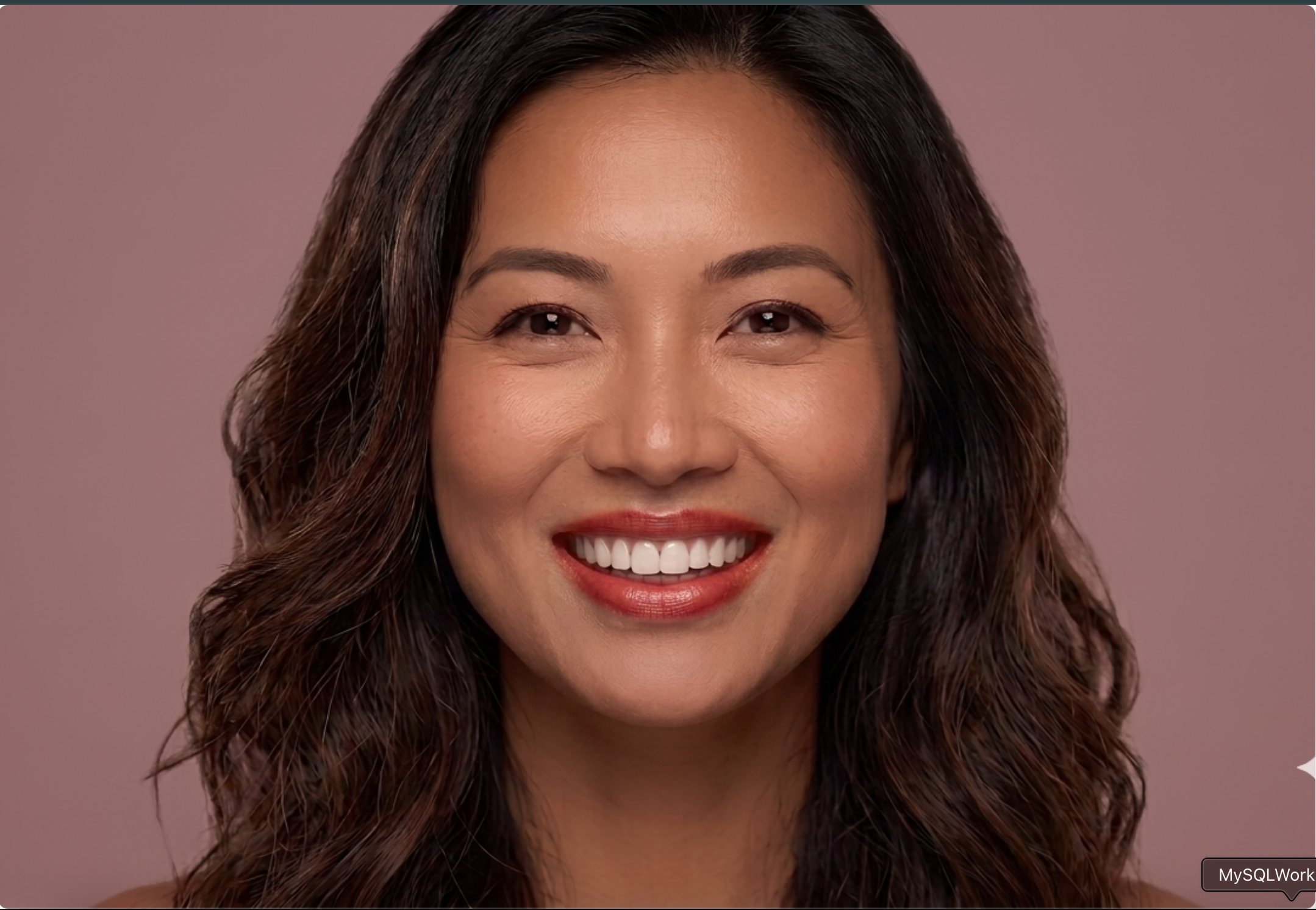 Same model after lipstick shade applied via AR virtual try-on